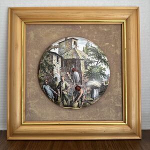 Gold Art Picture French Wall Decor Garden Scene Fine Hand Painting Ceramics